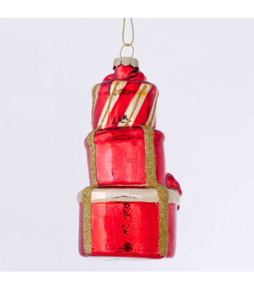 Set of 2 Christmas Balls green, red, gold 12cm