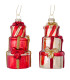 Set of 2 Christmas Balls green, red, gold 12cm