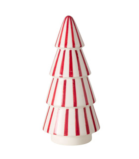 Objet décoratif à poser Sapin de Noël en céramique blanc et rouge 9x9x19.5cm