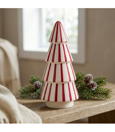 Christmas decoration tree ceramic white and red 9x9x19.5cm