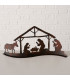 Crèche de Noël en métal ajouré marron 29x6x13.5cm