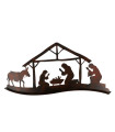 Crèche de Noël en métal ajouré marron 29x6x13.5cm