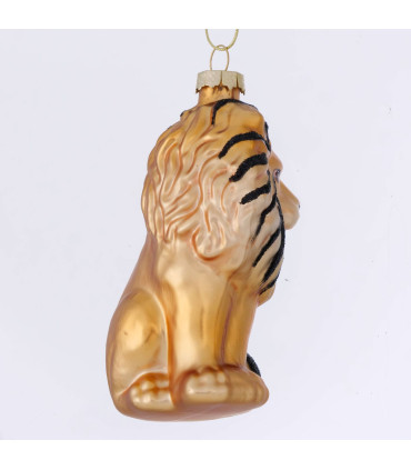 Set de 2 boules de Noël en verre laqué safari lion et léopard 6x6x10cm