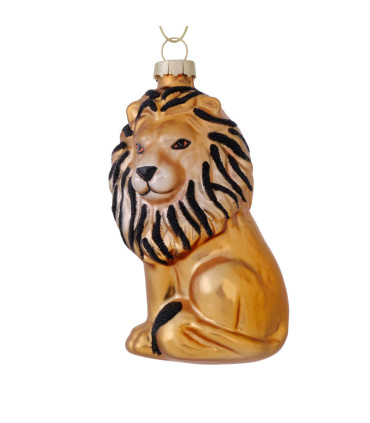 Set de 2 boules de Noël en verre laqué safari lion et léopard 6x6x10cm