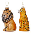 Set of 2 Christmas Balls safari 6x4x10cm