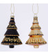Set de 2 boules de Noël en verre laqué arbres noir et doré 7x7x11cm
