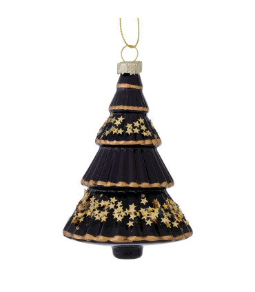 Set of 2 Christmas Balls christmas trees black and gold  7x7x11cm