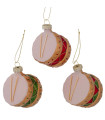 Set de 3 boules de Noël en verre laqué tambours 7x6x5cm