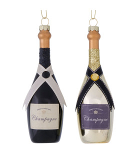 Set of 2 Christmas Balls champagne 5x5x15cm