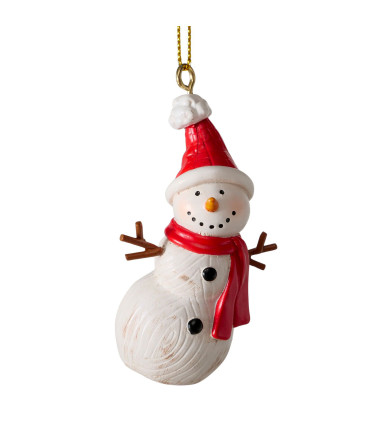 Set de 2 boules de Noël en résine bonhomme de neige 4.5x3x7cm