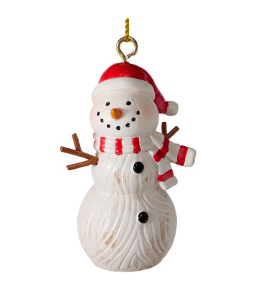 Set de 2 boules de Noël en résine bonhomme de neige 4.5x3x7cm