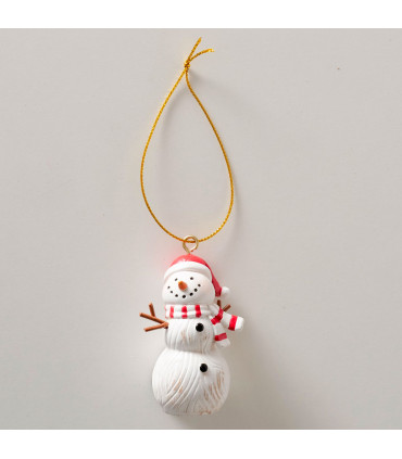 Set de 2 boules de Noël en résine bonhomme de neige 4.5x3x7cm