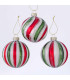 Set of 3 Christmas Balls red, green, white 7.5x7.5x8cm