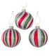 Set de 3 boules de Noël en verre laqué rouge, vert, blanc 7.5x7.5x8cm