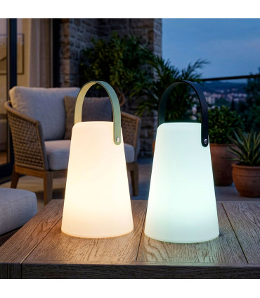 Set de 2 lanternes extérieures LED blanc, noir et vert 13.5x13.5x20.5cm