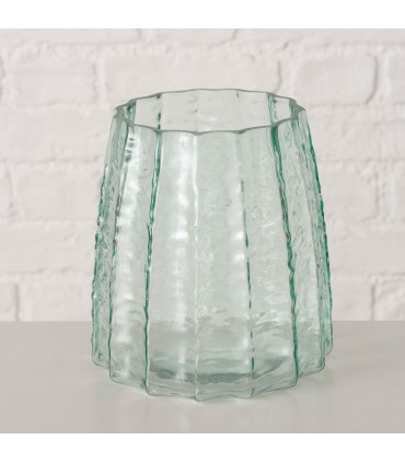 Vase classique en verre laqué bleu 15x15x16cm