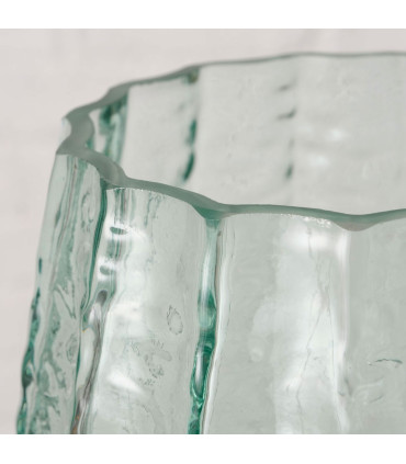 Vase classique en verre laqué bleu 15x15x16cm
