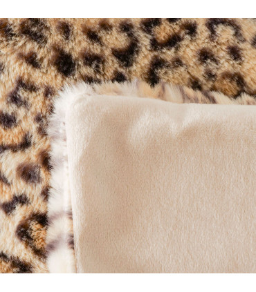 Throw polyester beige leopard 200x150cm