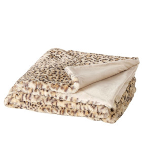 Throw polyester beige leopard 200x150cm