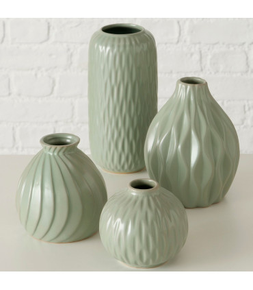 Set de 4 vases design en porcelaine verte 12x12x19cm