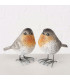 Set de 2 figurines oiseaux rouge-gorges 9x6x9cm