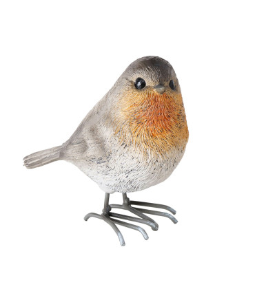 Set de 2 figurines oiseaux rouge-gorges 9x6x9cm