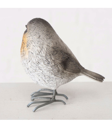 Set de 2 figurines oiseaux rouge-gorges 9x6x9cm