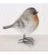 Set de 2 figurines oiseaux rouge-gorges 9x6x9cm