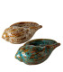 Set de 2 coquillages décoratifs à poser porcelaine bleu et beige 14x8x5.5cm