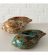 Set de 2 coquillages décoratifs à poser porcelaine bleu et beige 14x8x5.5cm