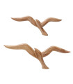 Décoration murale oiseaux 2 mouettes en bois de mangue 16x2.5x46cm