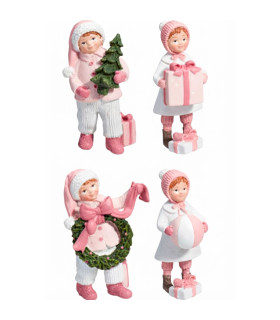 Set de 4 figurines de Noël enfants 5x5.5x12cm