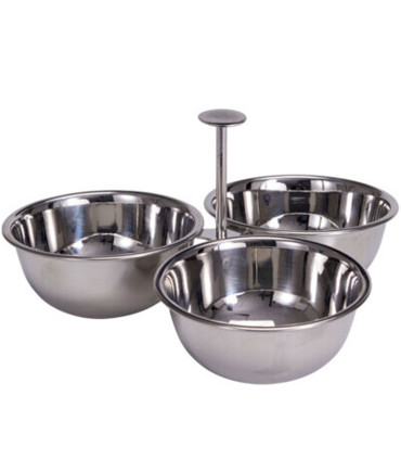Plateau apéritif 3 bols en inox 22x22x11.5cm