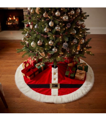 Couvre-pied de sapin de Noël rouge et blanc 90x90cm