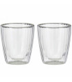 Set de 2 tasses à café double paroi en verre borosolicate strié 250ml