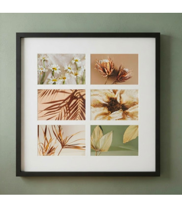 Cadre photo mural pêle-mêle 6 photos noir 42x42cm