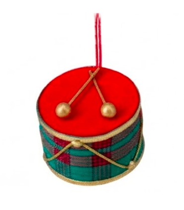 Set de 3 boules de Noël en velours tambours 11x11x7.5cm