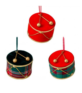 Set de 3 boules de Noël en velours tambours 11x11x7.5cm