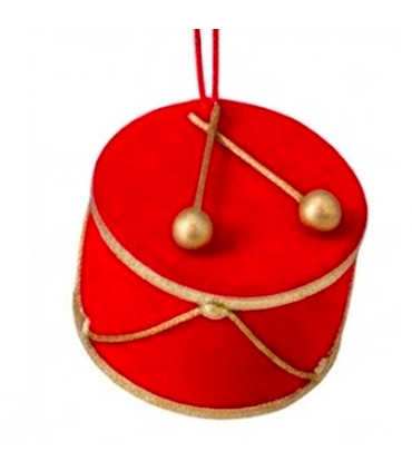 Set de 3 boules de Noël en velours tambours 11x11x7.5cm