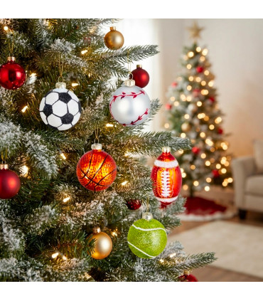 Set of 5 Christmas Balls sports balls 6x6cm