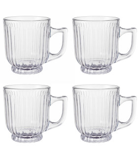 Set de 4 tasses à café en verre strié 20cl