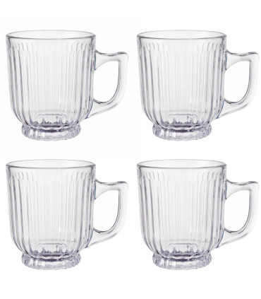 Set de 4 tasses à café en verre strié 20cl