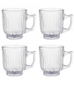 Set de 4 tasses à café en verre strié 20cl