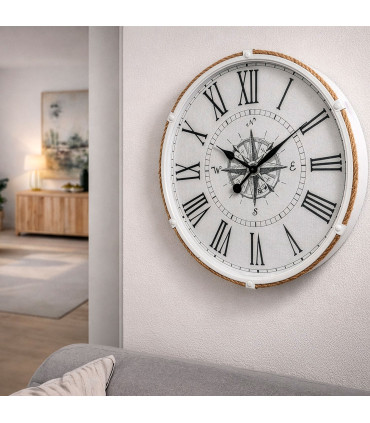 Grande horloge murale métal blanc 63x63x6.5cm