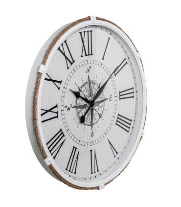 Grande horloge murale métal blanc 63x63x6.5cm