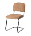 Chair design beige tissue and chromed metal 47x55x84cm
