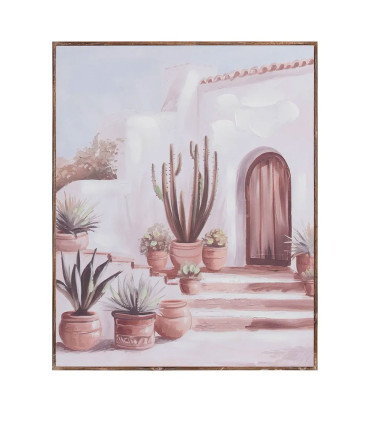 Set de 2 tableaux peinture village 40x2x50cm
