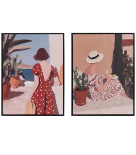 Set of 2 paintings women 30x2x40cm