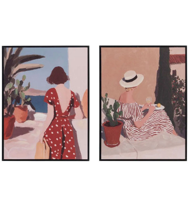 Set of 2 paintings women 30x2x40cm