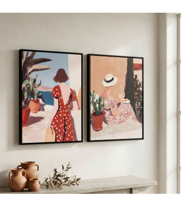 Set de 2 tableaux peinture femmes 30x2x40cm